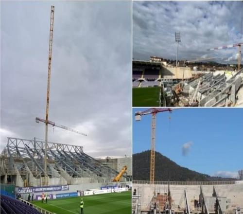 因看臺改造，佛羅倫薩主場矗立著塔吊，引發(fā)安全擔憂