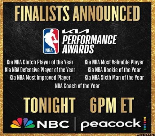 官方：本賽季NBA各大獎項最終候選將在活塞vs魔術(shù)G1中公布