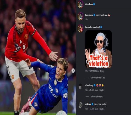 卢克肖晒和加纳乔对抗图，热评第一是B费说这波是碾压