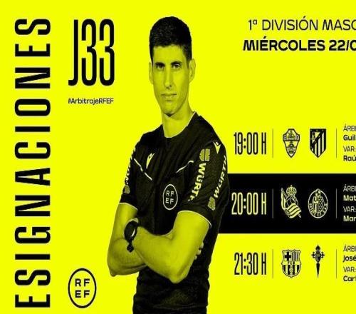 周三西甲裁判：何塞穆努埃拉将执法巴萨vs塞尔塔