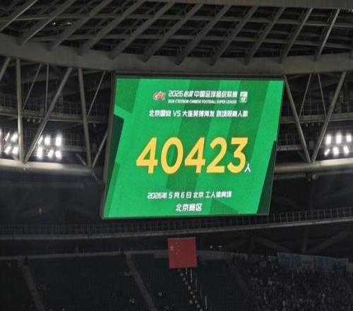 工作日看球，国安主场vs英博现场观众人数为40423人