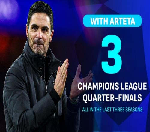 阿森纳历史上首次连续三年闯入欧冠八强结束了过去13年的无缘晋级记录_英超直播