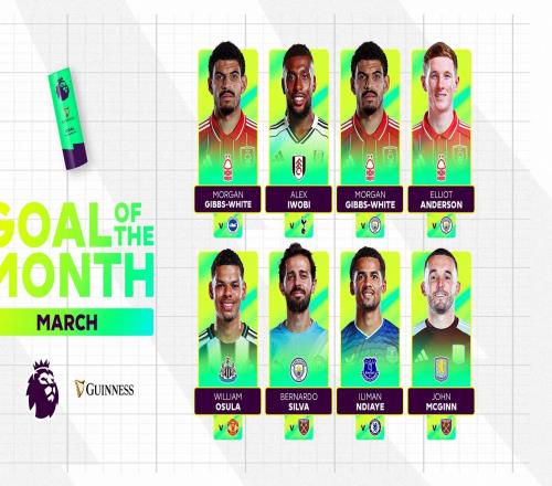 英超3月最佳进球候选:奥苏拉绝杀曼联、B席小角度吊射入围