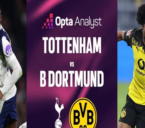 多特欧冠对热刺4战4负，只有对皇马时输球场次更多