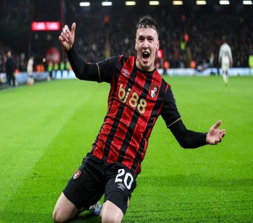 伯恩茅斯本赛季英超已打入38球，仅次于曼城和阿森纳