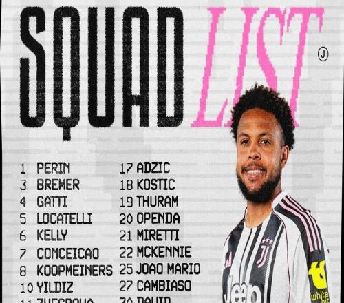 尤文战那不勒斯大名单：伊尔迪兹领衔，17岁门将胡利入选