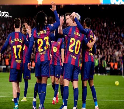 巴萨近10场联赛主场全胜，与马竞并列目前西甲最长