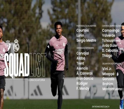 皇马客战奥萨苏纳大名单：姆巴佩、维尼修斯领衔，赫伊森伤缺