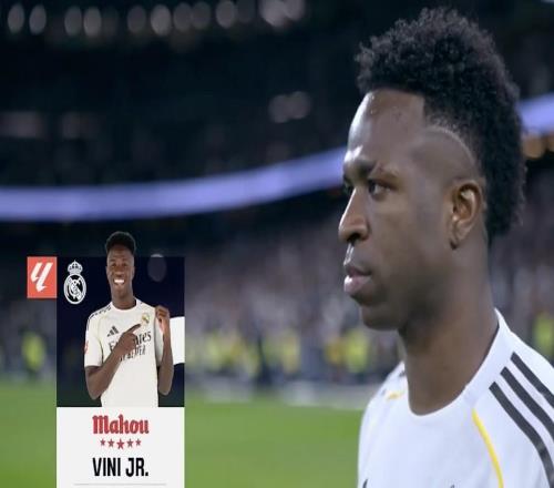 梅开二度，维尼修斯当选马德里德比全场最佳球员