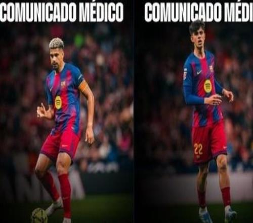 巴萨官方：阿劳霍可以出战欧冠对马竞，贝尔纳尔左脚踝扭伤