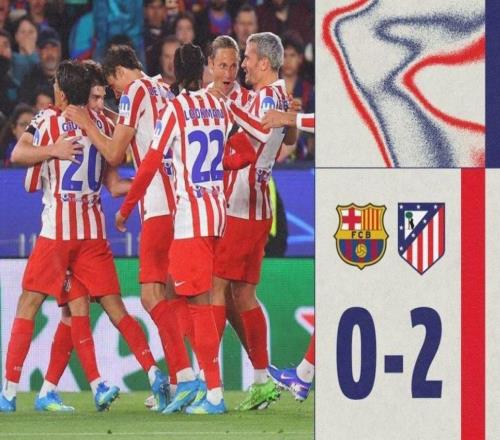 20年等一回！马竞客场2比0掀翻巴萨，历史规律暗示床单军团必晋级