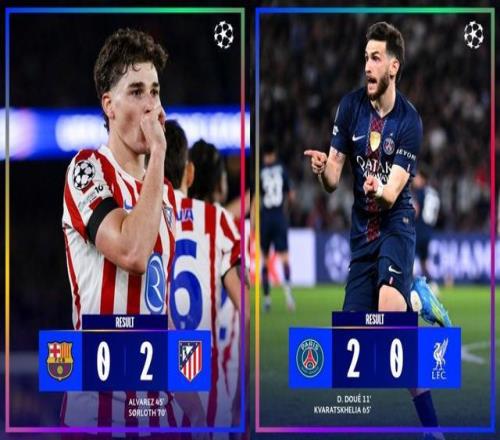 02和20！巴萨利物浦落败！马竞巴黎抢占先机，欧冠4强形势出炉